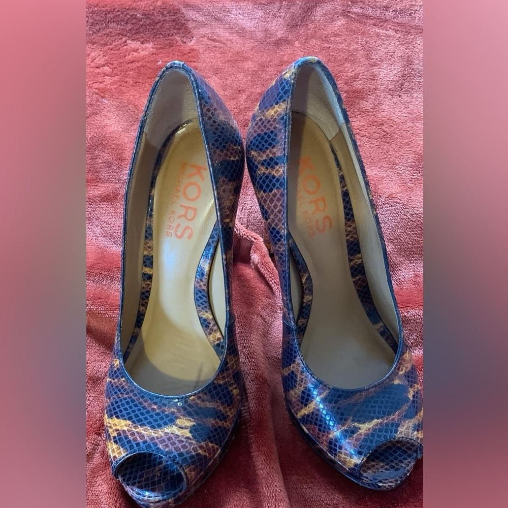 Kors Cheetah Pattern Leather Platform Stilettos